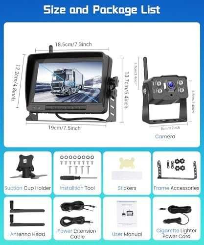 Нова Безжична камера за заден ход + 7" HD монитор, нощно виждане, IP68