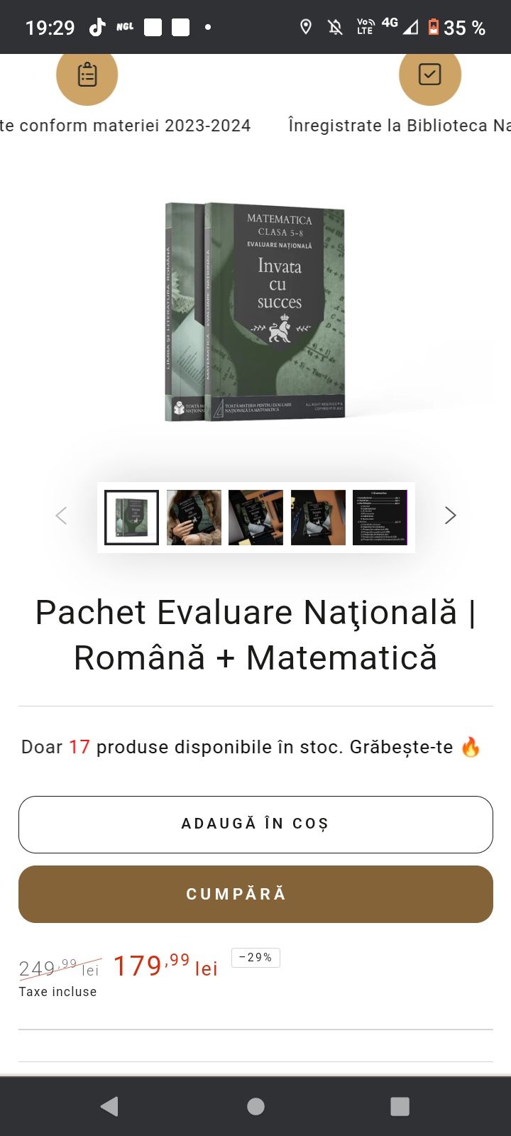 Vând Pachet Evaluare Naţională | Română + Matematică