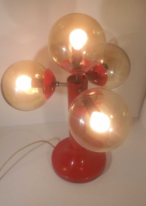 Ретро чеверна настолна лампа с 4 крушки VEB EGEM Halberstadt space age