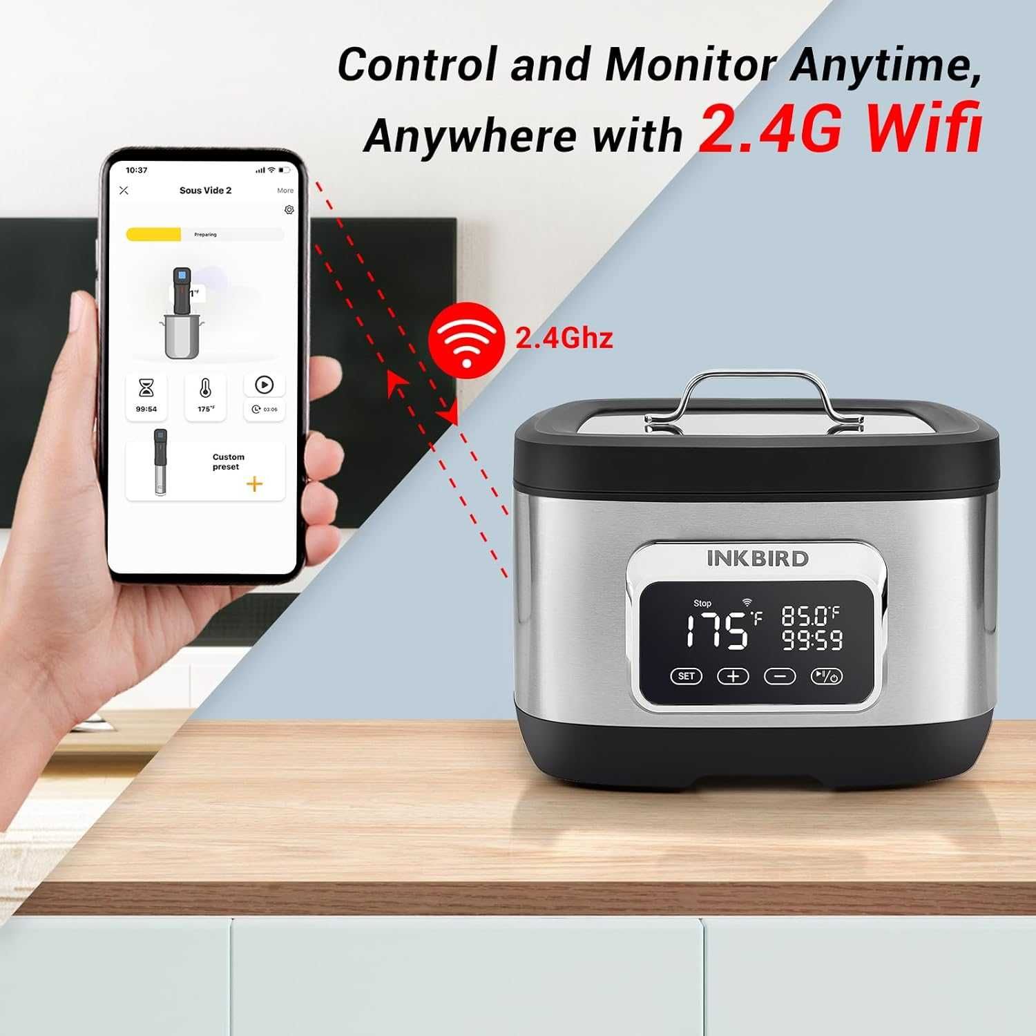 Уред за бавно готвене/Су вид готвене Inkbird 500 W,Гаранция