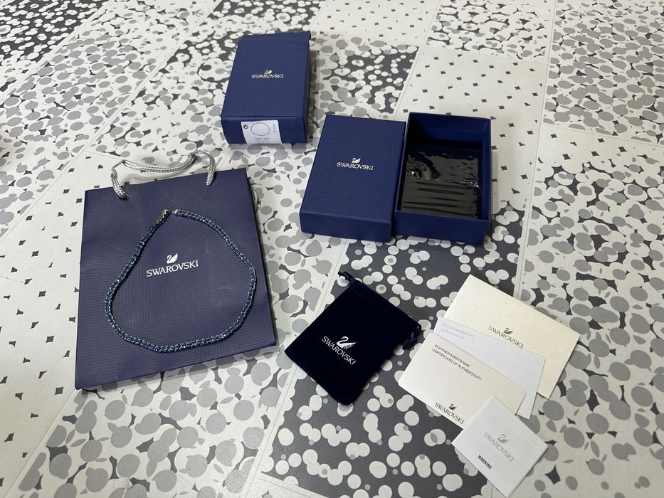 Colier Swarovski matrix tennis albastru nou