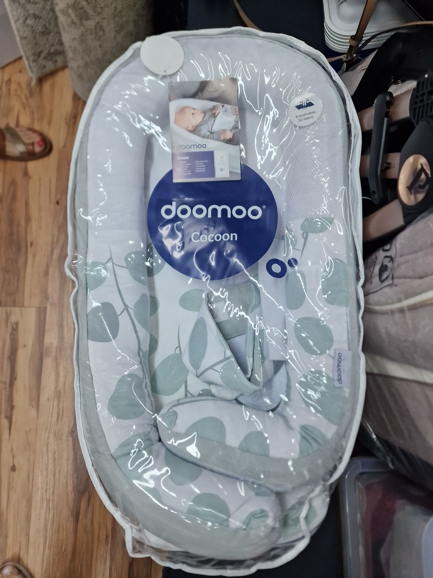 Бебешко гнездо Doomoo Cocoon Leaves Aqua Green