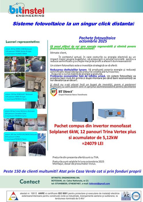 Pachet sistem fotovoltaic cu stocare