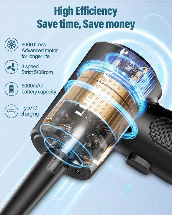 Преносим компресор за почистване на клавиатури, компютри, 6000mAh