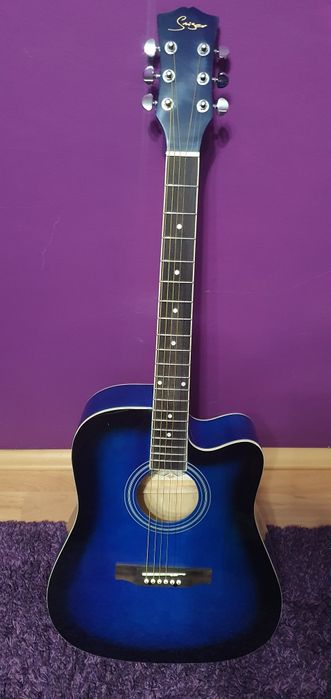 Vand set chitara acustica 41'' Smiger 4/4 Cutaway albastra cu husa