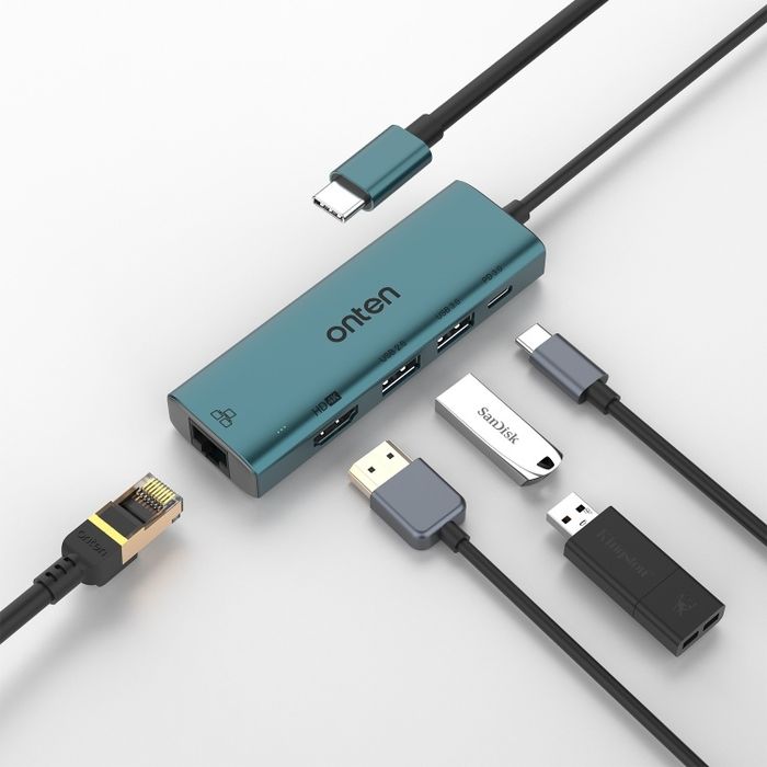 Универсальный USB-C хаб Onten UC125 — HDMI, RJ45, USB 3.0, USB 2.0