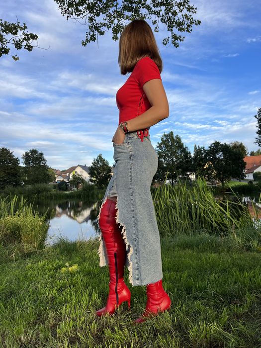 Fusta din jeans asimetrica