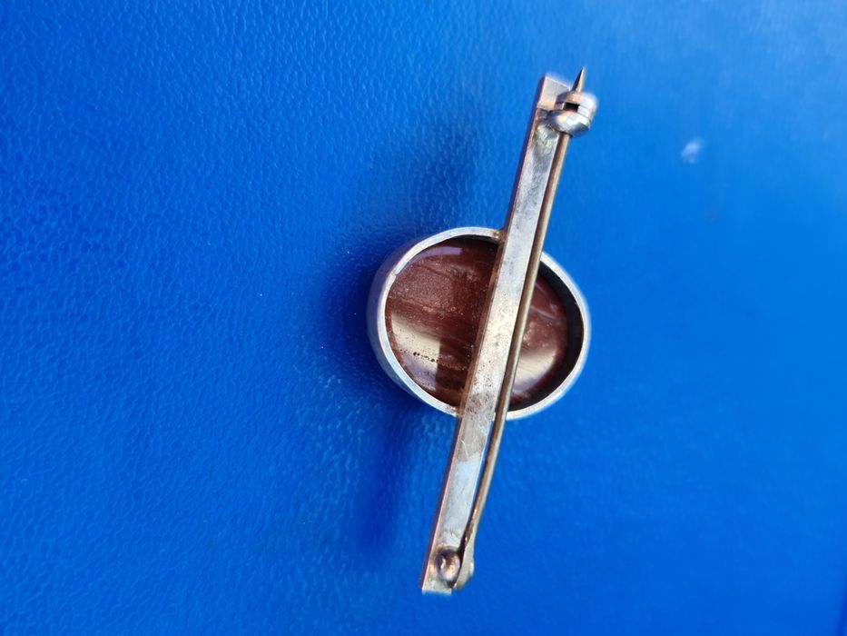 N brosa veche argint 830 masiv piatra carneol,cu pin