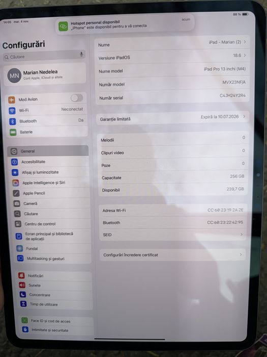 Vand Ipad pro 13"  M4 256Gb
