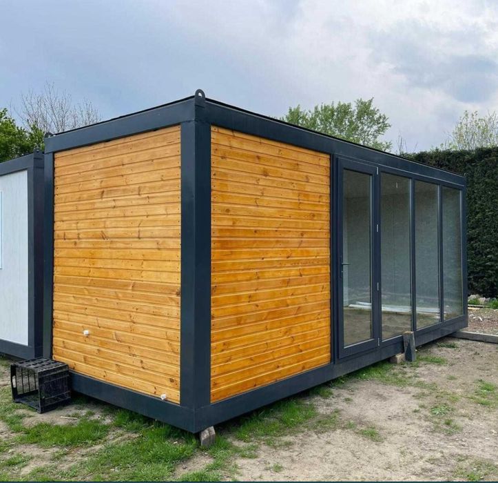 Container fastfood vitrina gri antracit culisant