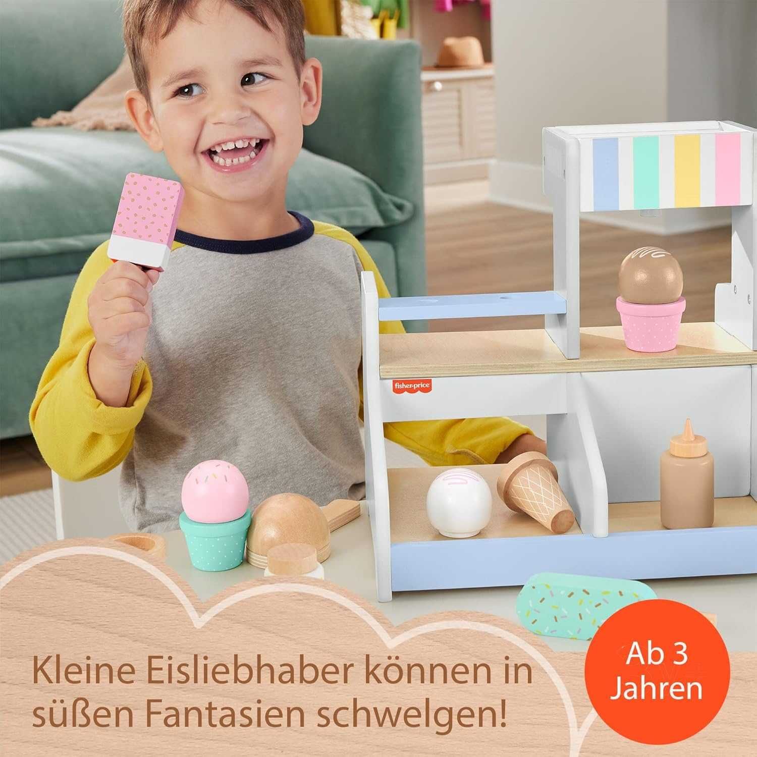 Дървен магазин за сладолед Fisher Price Щанд със сладоледи комплект