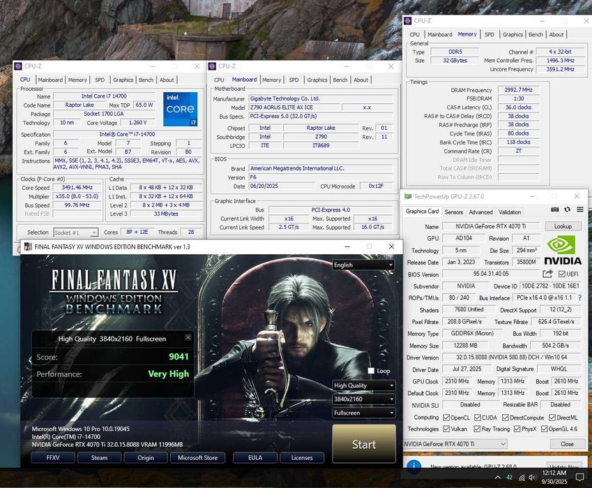 Intel Core i7 14700 + Gigabyte Z790 AORUS Elite AX ICE DDR5 Wi-Fi
