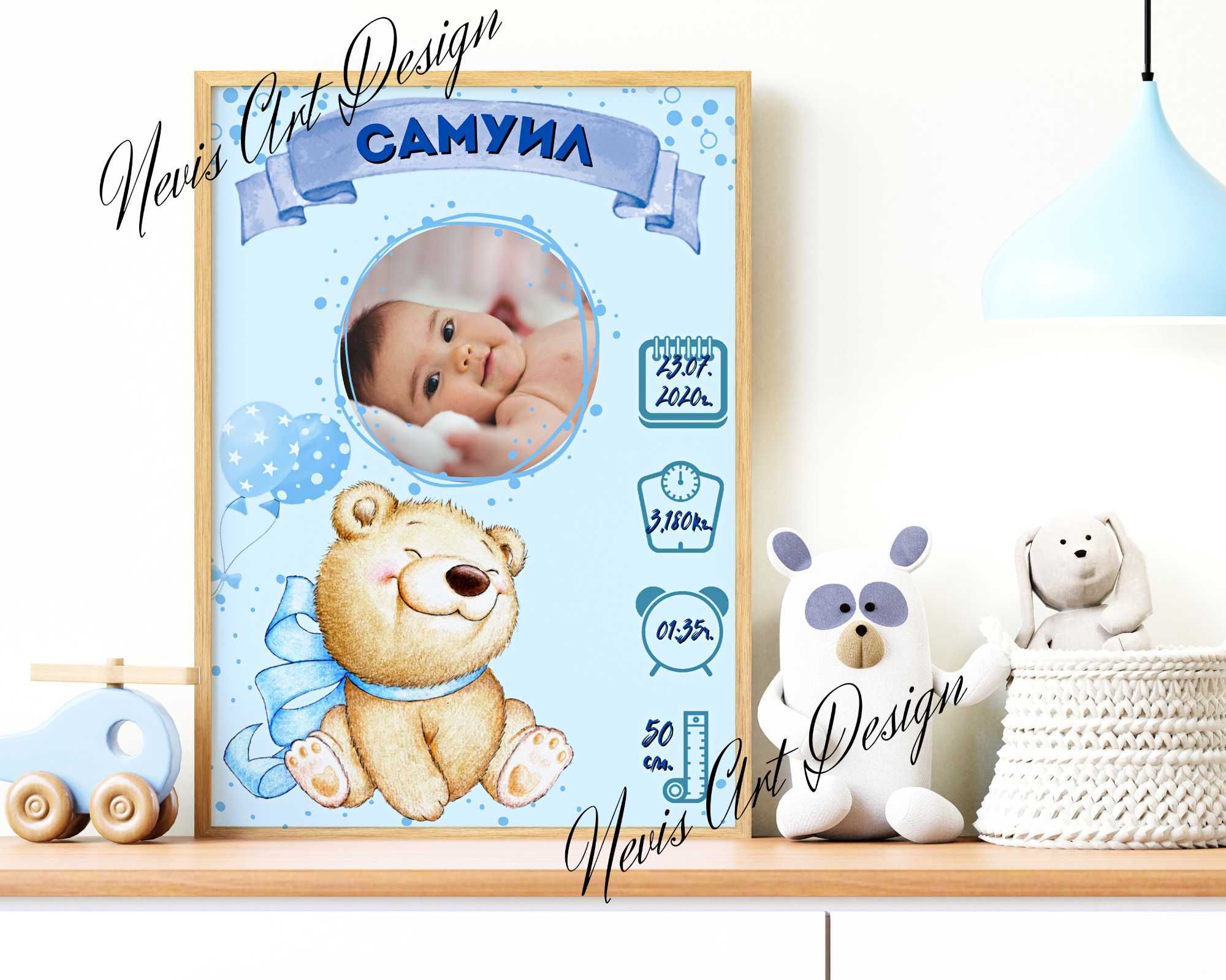 Бебешка визитка / бебешка картичка / Подарък в рамка
