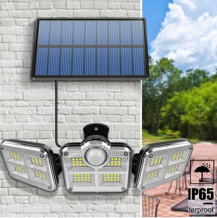 Lampa solară LED cu detectie mișcare și senzori de amurg + telecomanda