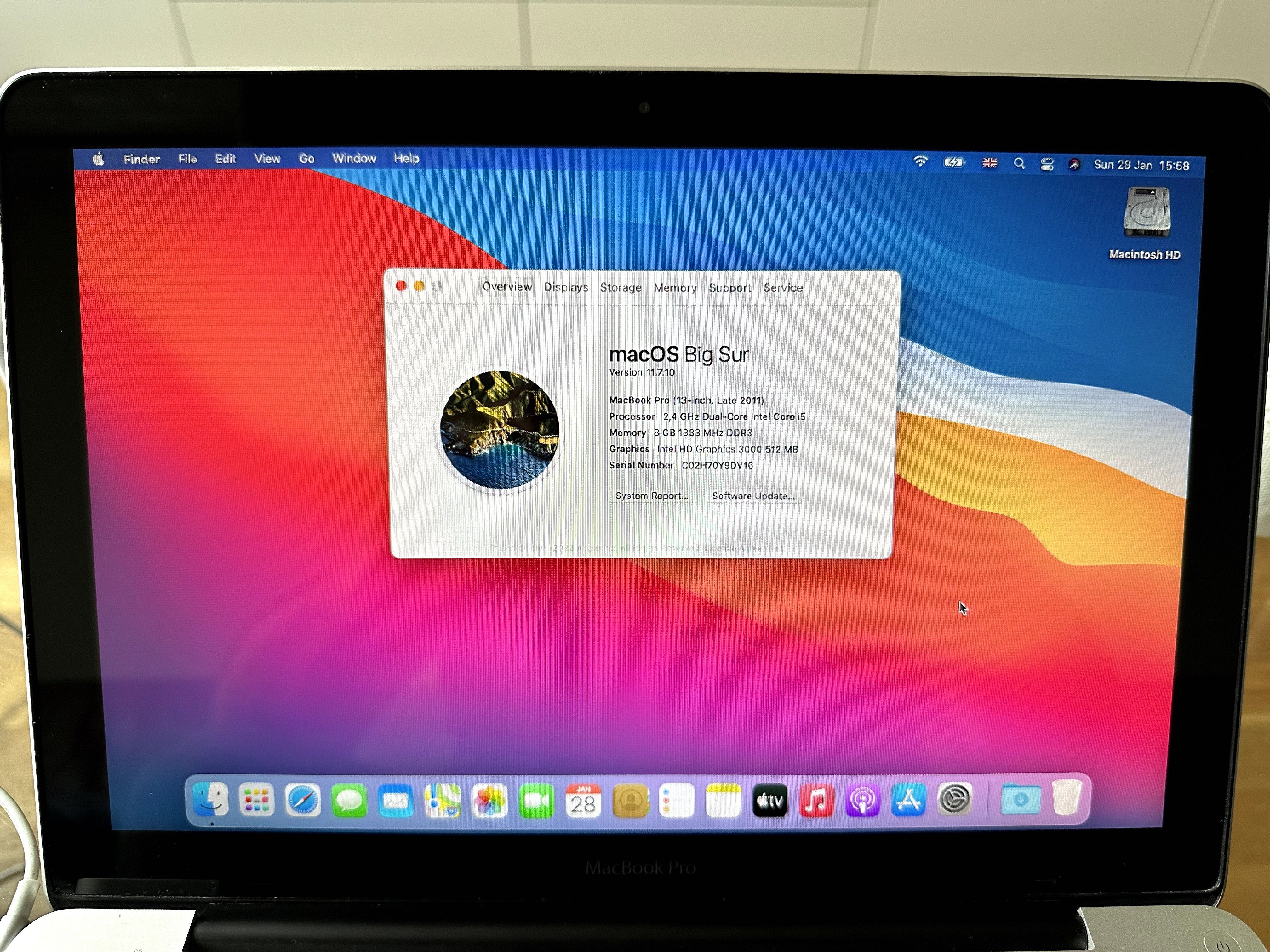 Apple MacBook Pro 8.1 A1278 (Late 2011), i5 2,4 GHz, 8GB RAM, Big Sur