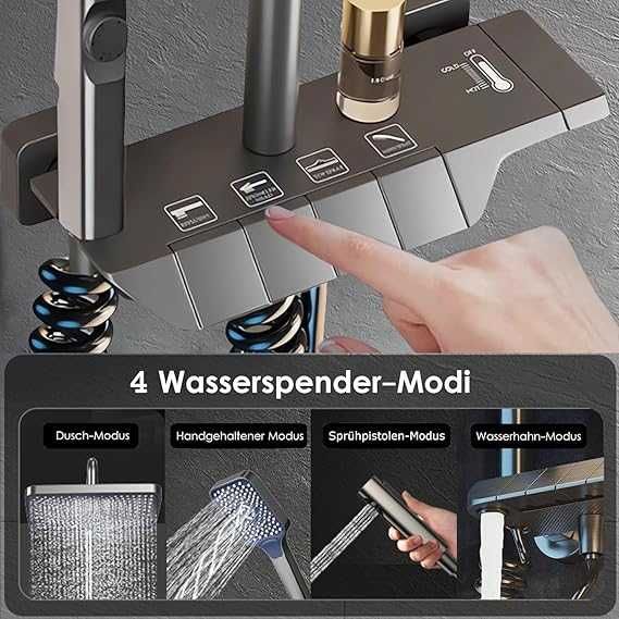 Coloană de duș WRMING  cu termostat duș tip ploaie cu baterie și  duș