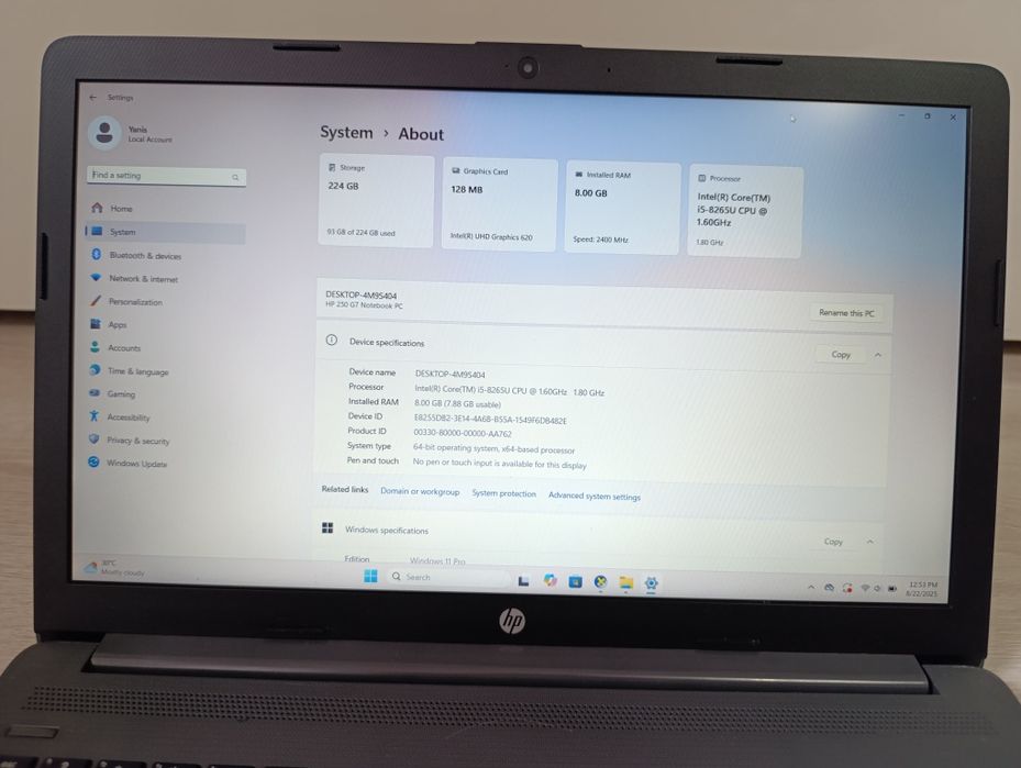 Laptop HP I5 Gen 8/ 256 SSD/ 8 RAM