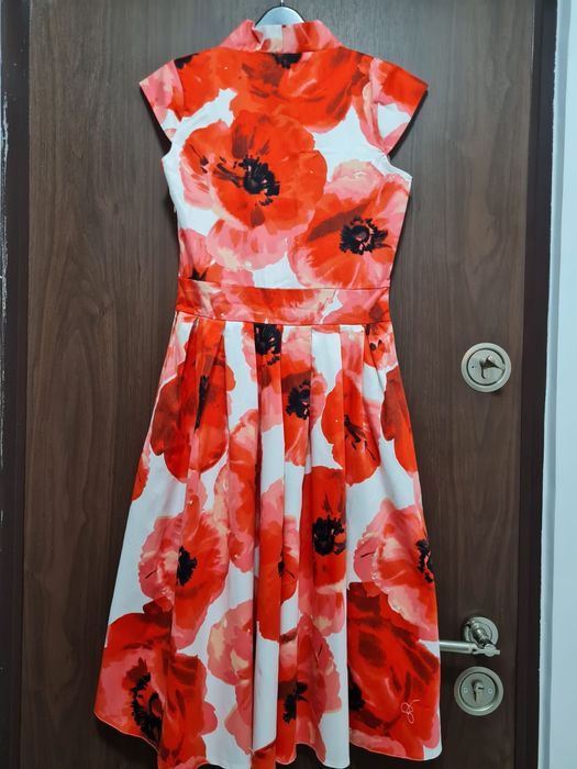 Rochie eleganta de zi ETIC, midi, bumbac, marime 36