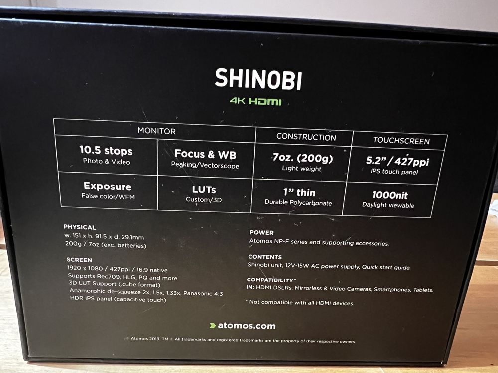 Atomos Shinobi Monitor Foto Video HDR 5” HDMI