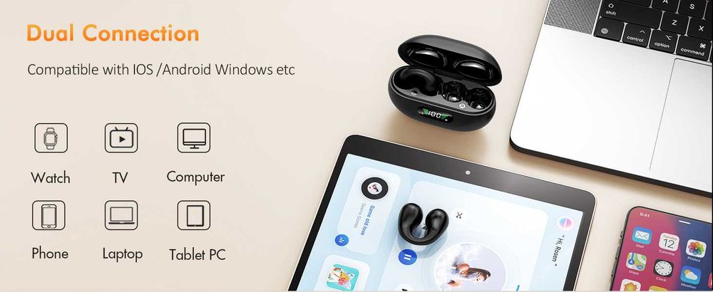 Безжични слушалки Bluetooth 5.3, спортни слушалки