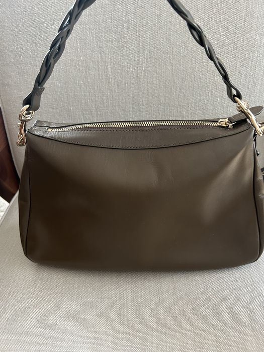 Geanta umar piele naturala kaki Massimo Dutti