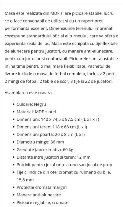 Masa fotbal  22 jucatori