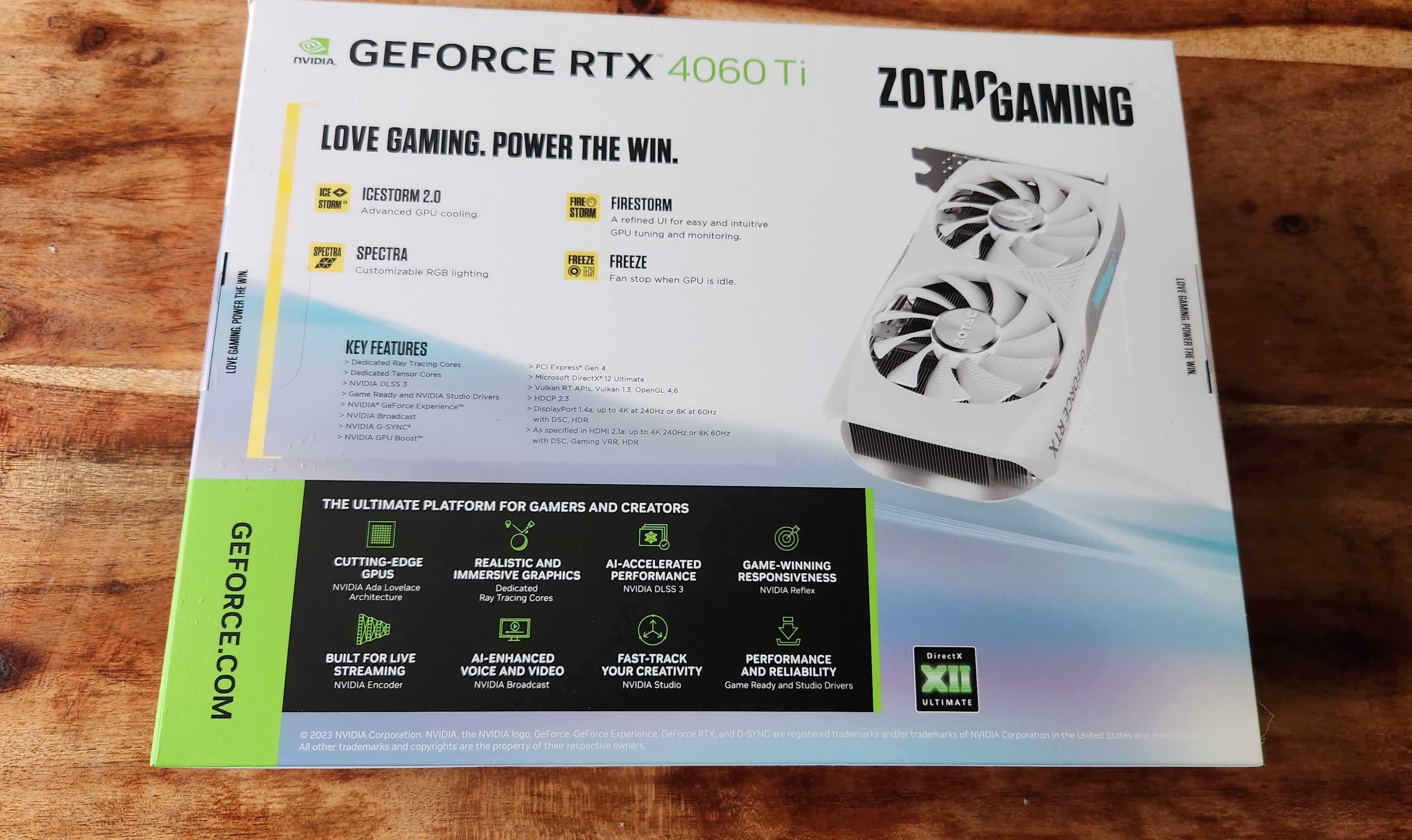 Zotac RTX 4060 Ti Twin Edge 8GB (бял) !!