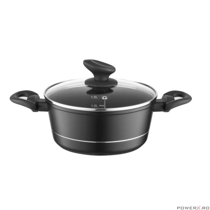 Oala din aluminiu forjat, cu capac, 22cm, 3L, invelis antiaderent si