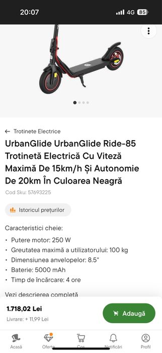 Trotineta electrica Urban Glide Noua