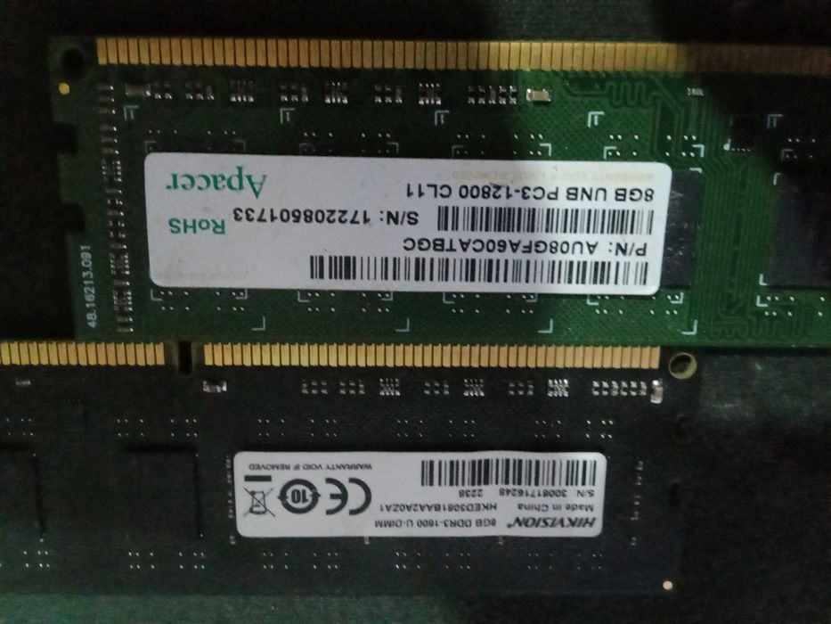 drr3 1600 8gb (есть 1 Apacer и 1 Hikvision)