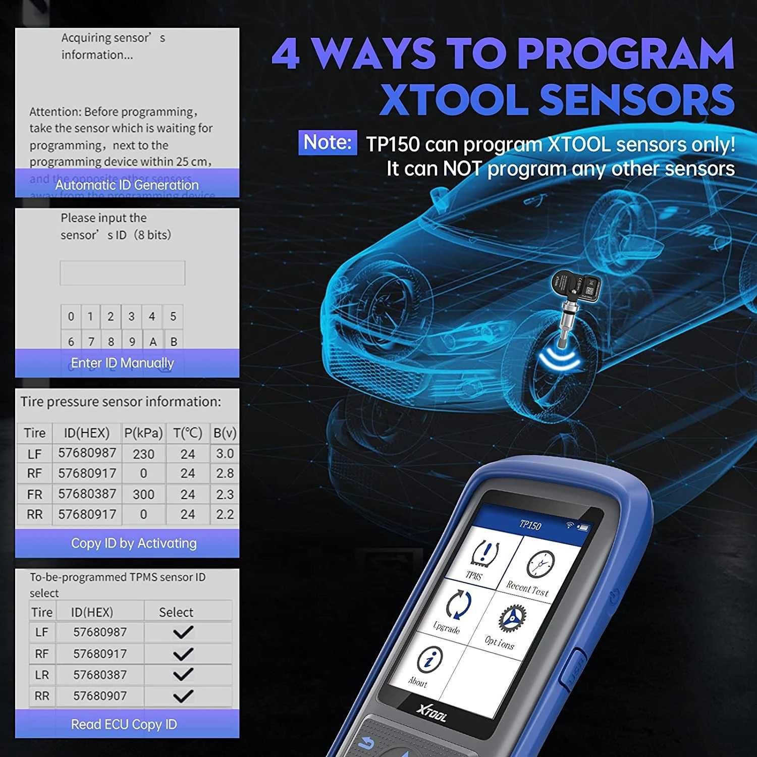 XTOOL TP150 Sistem de monitorizare a presiunii în pneuri OBD2 TPMS