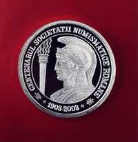 Moneda argint 500 lei 2003 Comemorativa 100 ani SNR