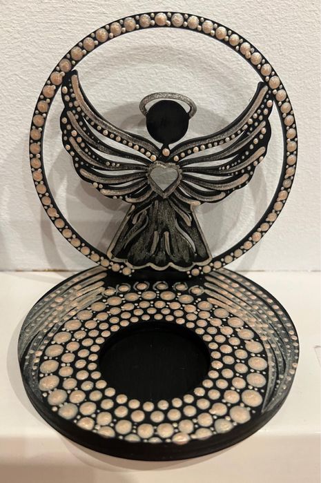 Suport lumânare - lemn pictat manual -