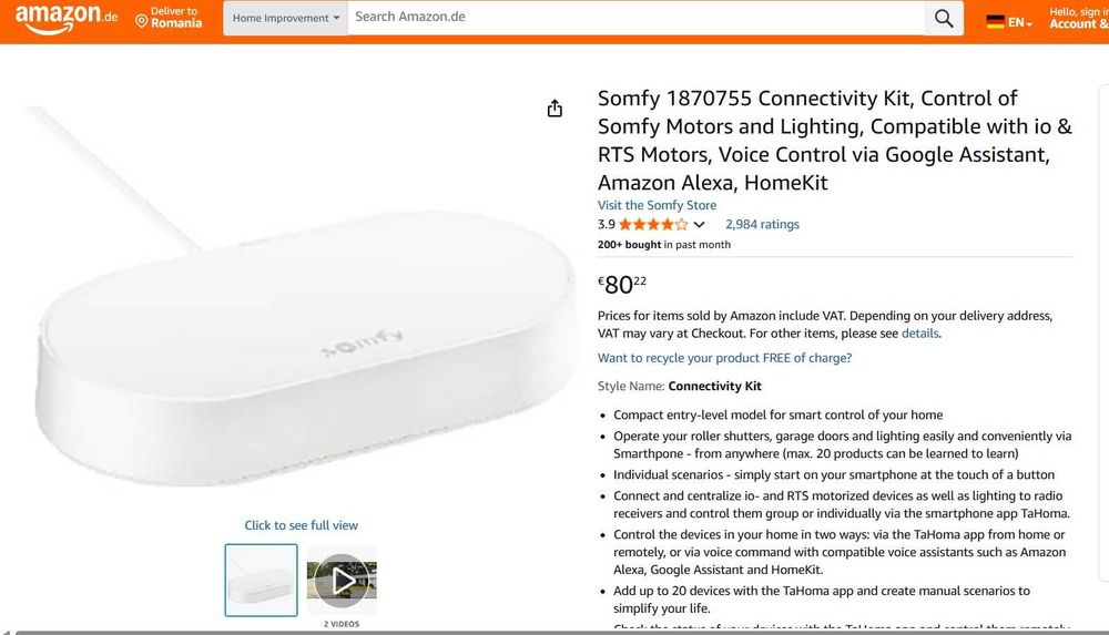 Kit Unitate de control inteligent Somfy Connectivity Kit