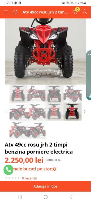 Atv nou , pe benzina, pornire automata, recomandat 5-8 ani