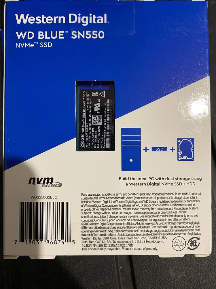 Western Digital WD Blue SN550 250GB M.2 PCIe (WDS250G2B0C)