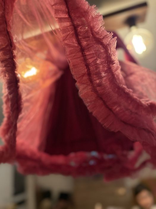 Rochita roz din satin, dantela aplicata si tul 24-36 luni, 92-98