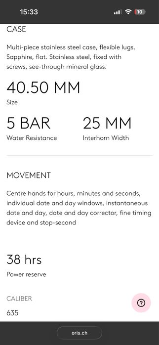 Oris Williams f1 day-date реновиран с Гаранция