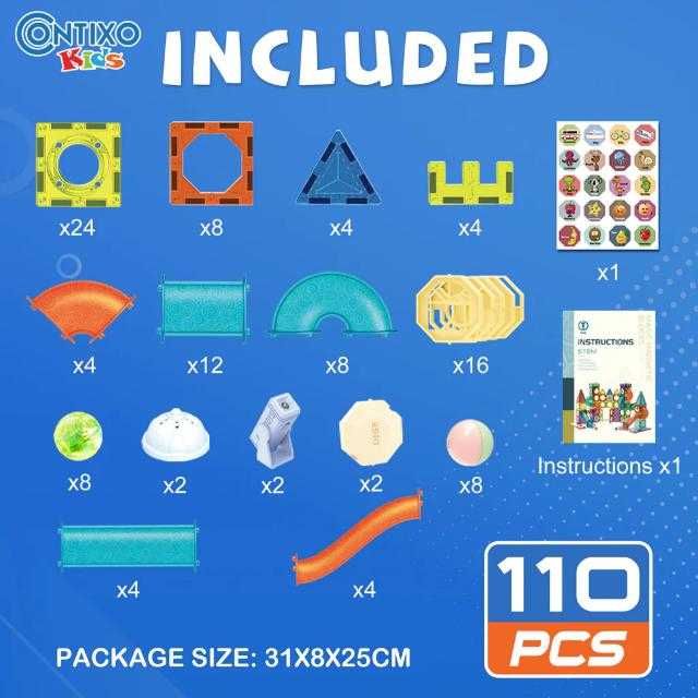 Set Inteligent de Constructie Magnetic cu Lumina , 110 piese, Komazi