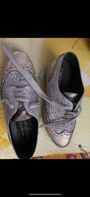 Pantofi Musette argintiu/auriu