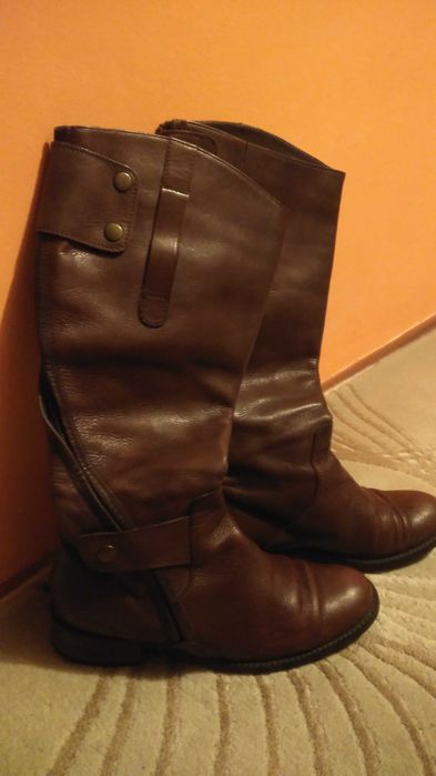 Cizme lungi, piele naturala maron, 37,5(1)  /37 (2)