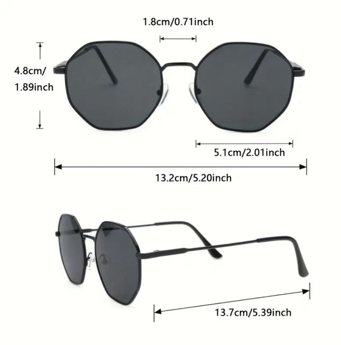 Дамски осмоъгълни големи хипи слънчеви очила с метална рамка