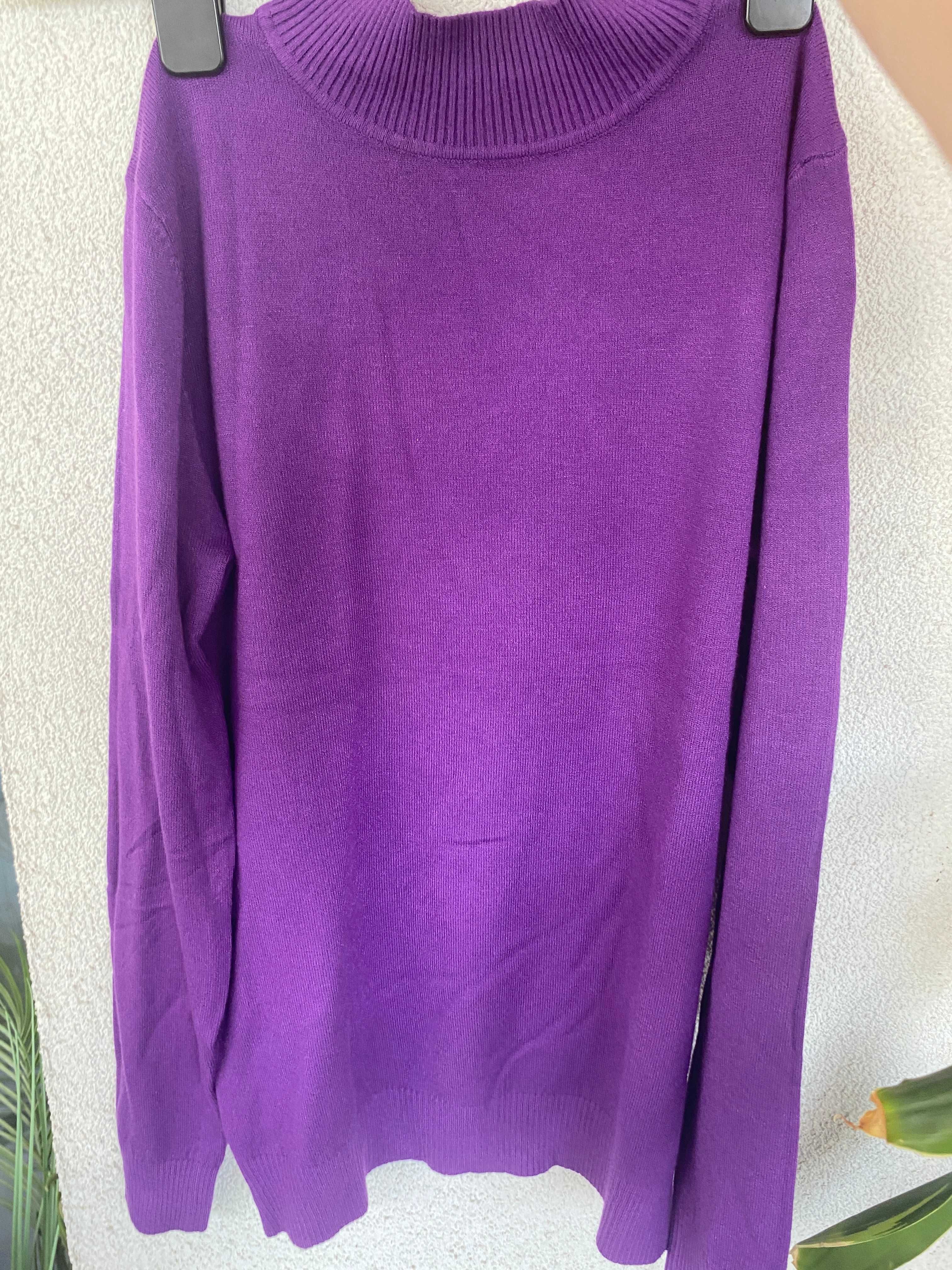 Pulover dama mov, gat scurt/semi, nou, S/M