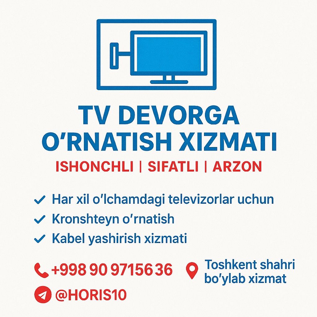 Televizoringizni devolga ishonchli va chiroyli ornatib beramiz