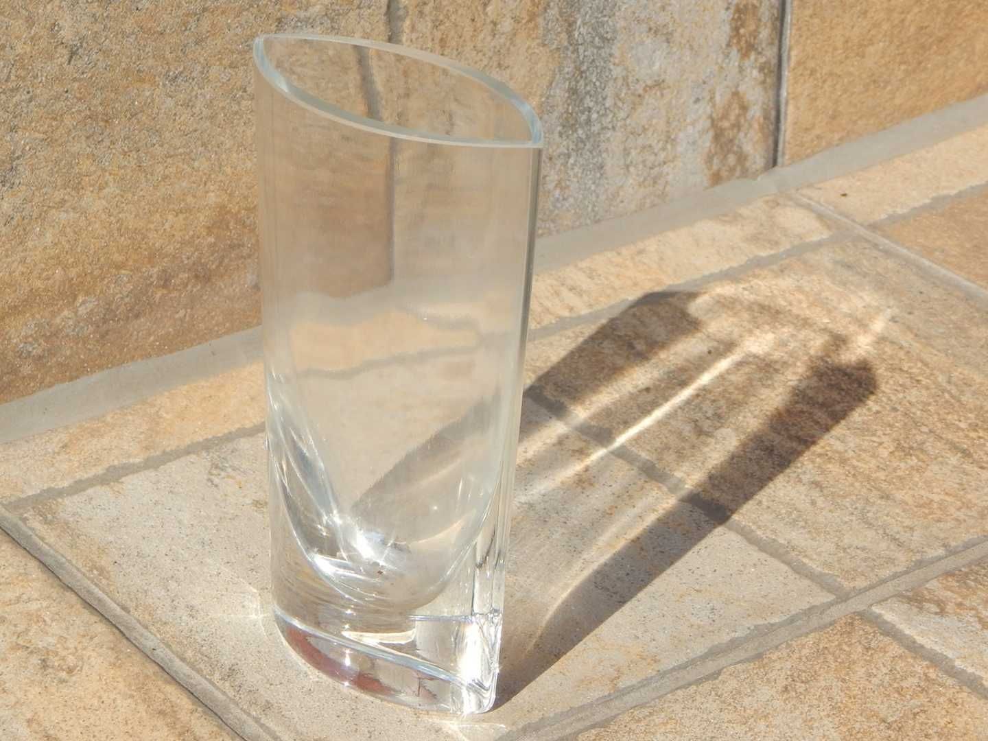 Vaza de sticla transparenta forma ovala pentru flori 16 cm