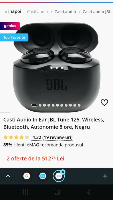 Casti JABRA si Casti JBL _ Casti Audio In Ear JBL Tune 125, Wireless,