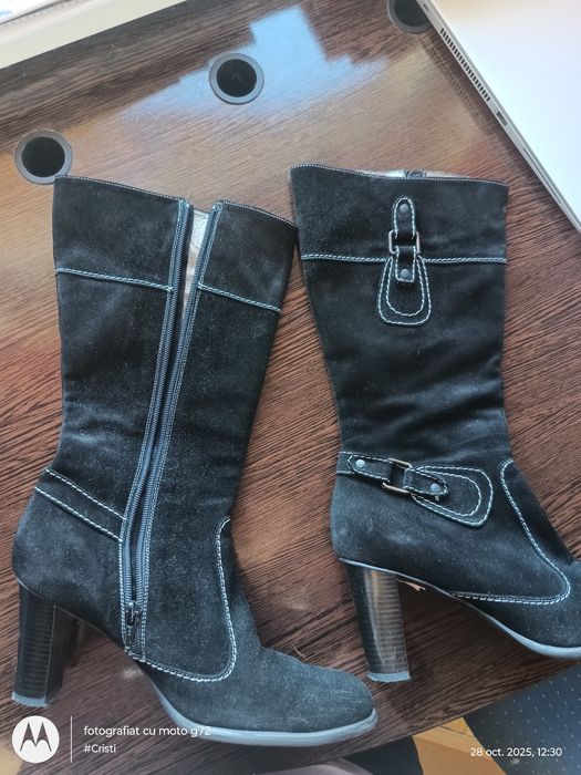 Cizme piele întoarsă cu detalii frumoase Mărime 38