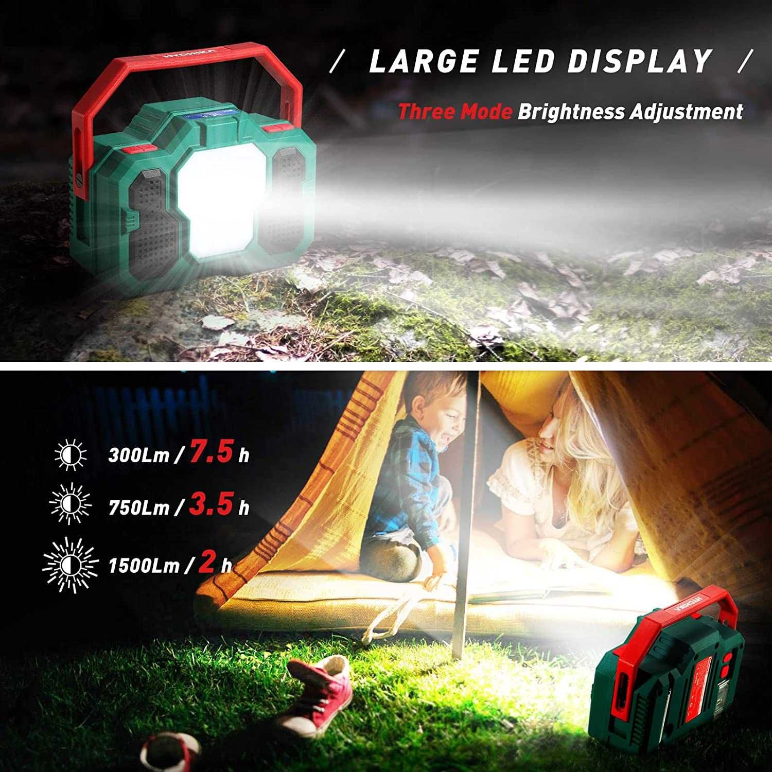 Radio camping portabil cu Bluetooth, lanterna LED 1500 Lm