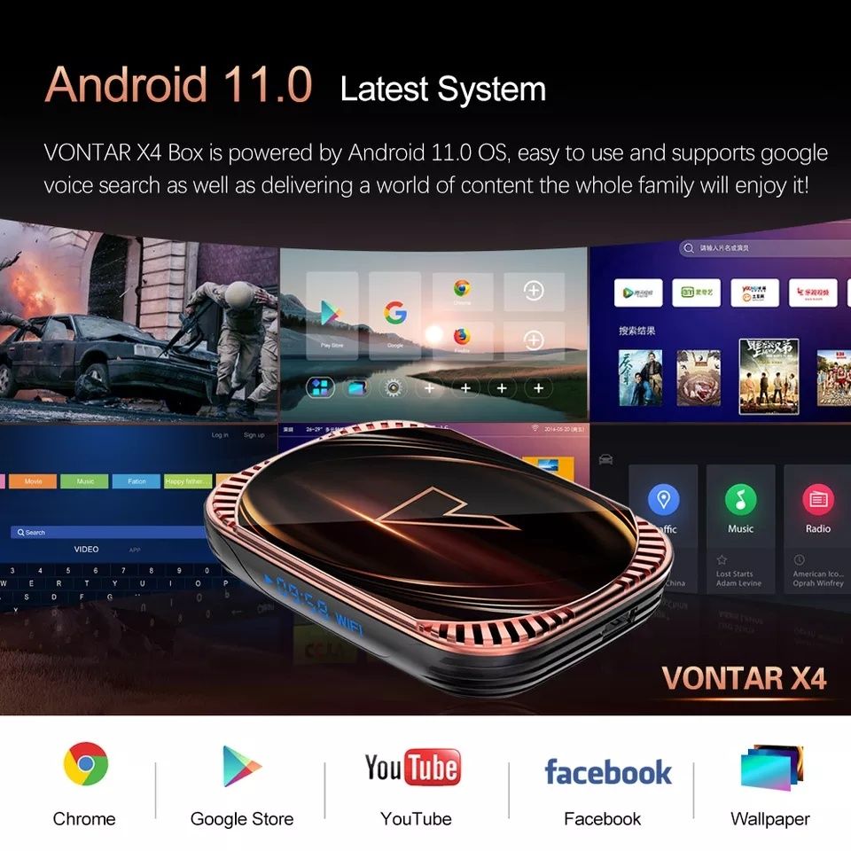 Smart IpTv Box Vontar X4 8K 4G/32G Android 11 Configurat