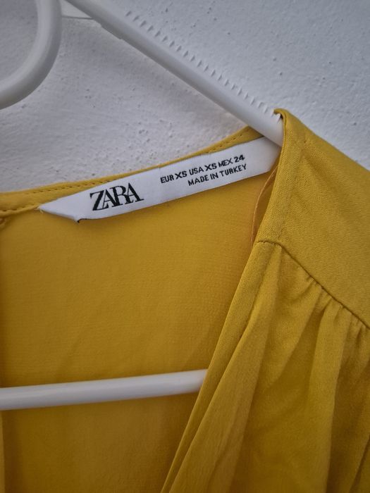 Bluză Zara din mătase, galbenă cu fermoar, XS